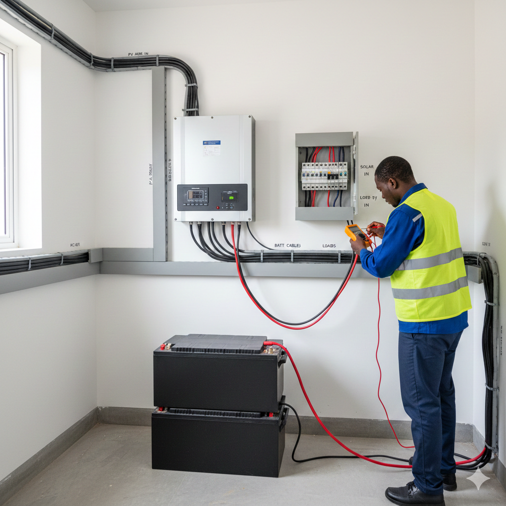 Hybrid solar and inverter installation